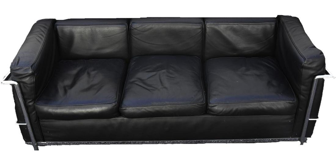 Vintage Le Corbusier LC2 Black Leather Sofa (1 of 8)