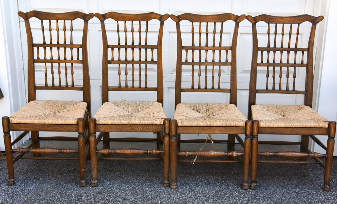 Four Carved Oak French Provincial Dining Chairs (1 of 8)