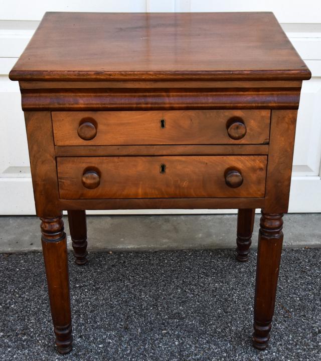 Antique 19th C Two Drawer Empire Style End Table (1 of 7)