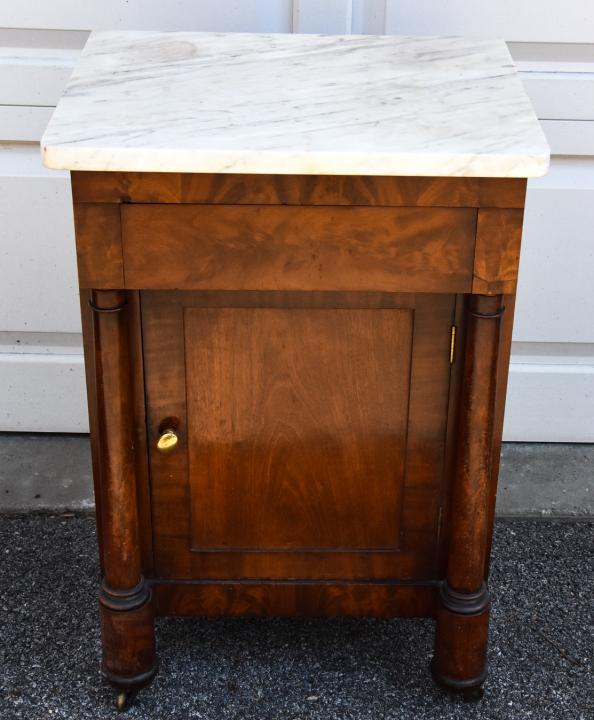 Antique 19th C French Empire Marble Top Nightstand (1 of 7)