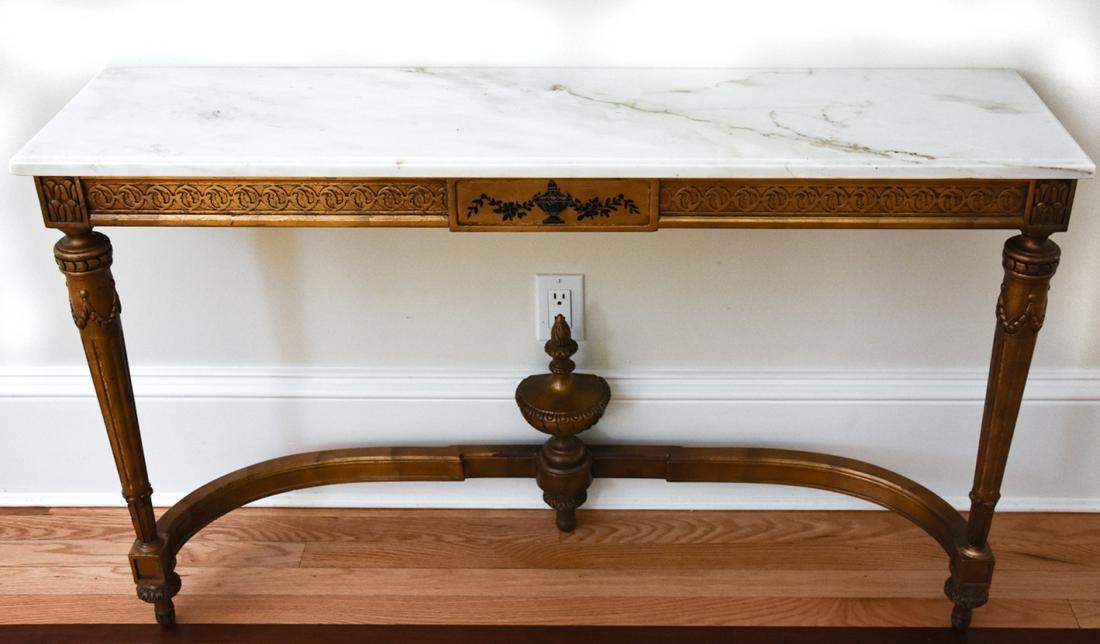 French Louis XVI Style Gilt Wood & Marble Console (1 of 8)