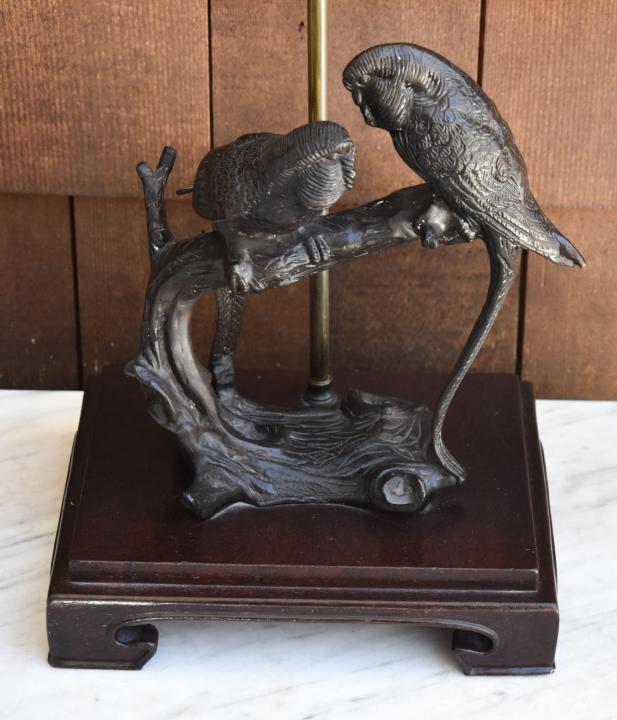 Custom Made Table Lamp w Bronze Statue of Birds (1 of 6)