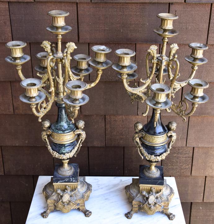 Pair of Marble & Ormolu Large Scale Candelabra (1 of 10)