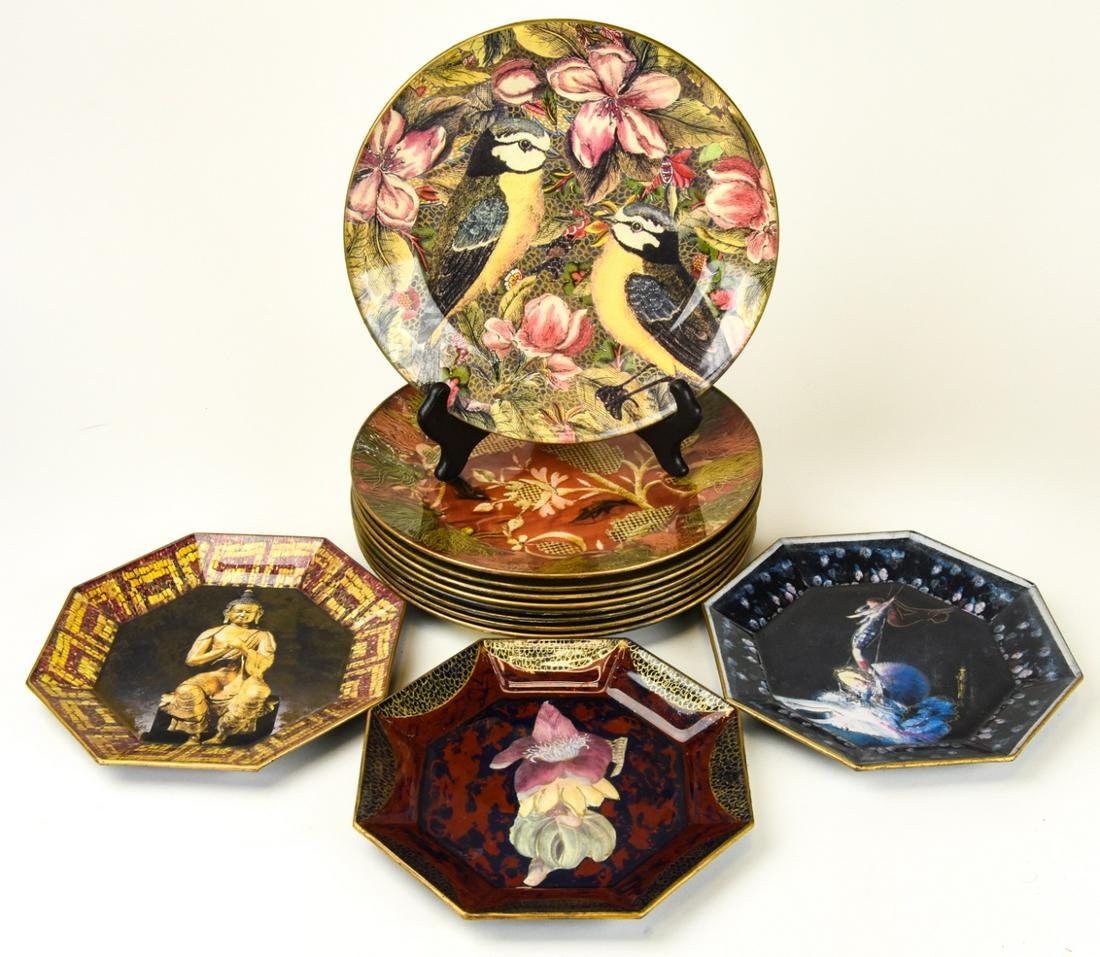 2 Sets Jered Holmes Signed Decoupage Art Plates (1 of 9)