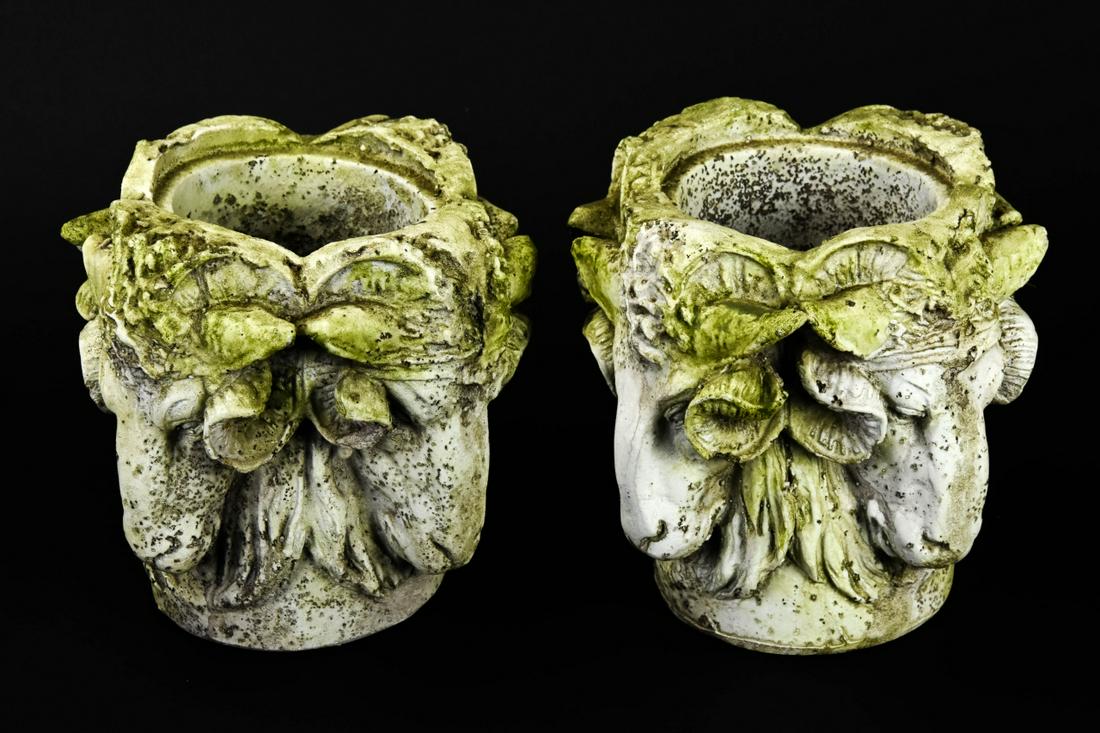 Pair Neoclassical Rams Head Garden Planters (1 of 8)