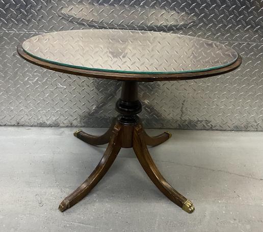 Regency Style Glass Top Oval Pedestal Table (1 of 7)