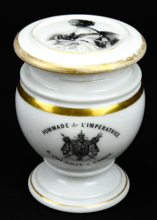 Antique E. Coudray Paris Pommade Milk Glass Jar. (1 of 7)