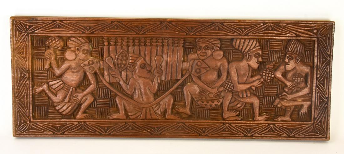 African Tribal Relief Carved Wood Hanging Panel (1 of 6)