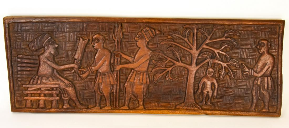 African Tribal Relief Carved Wood Hanging Panel (1 of 6)