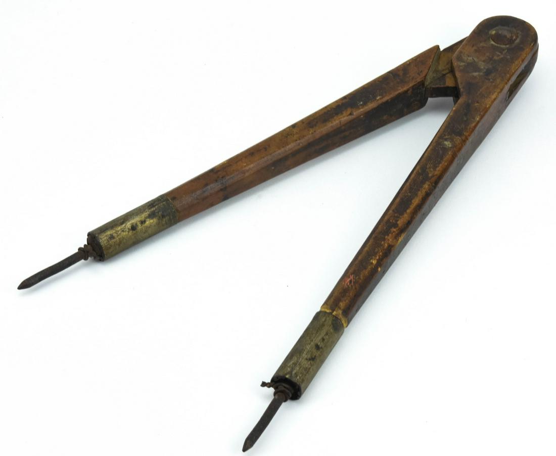 Antique Cartographer Wood Drawing Compass Divider: Antique Cartographer's Wood Drawing Compass / Divider Measures 14 inches high. Fully extended measures 22 inches wide.