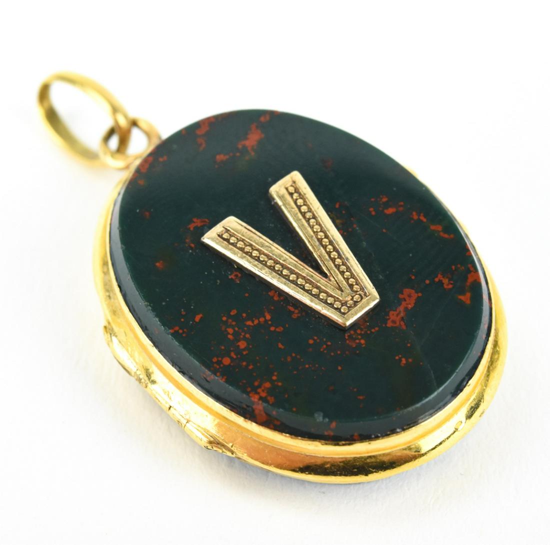 Antique 19th C 18kt Gold Bloodstone Locket Pendant (1 of 7)