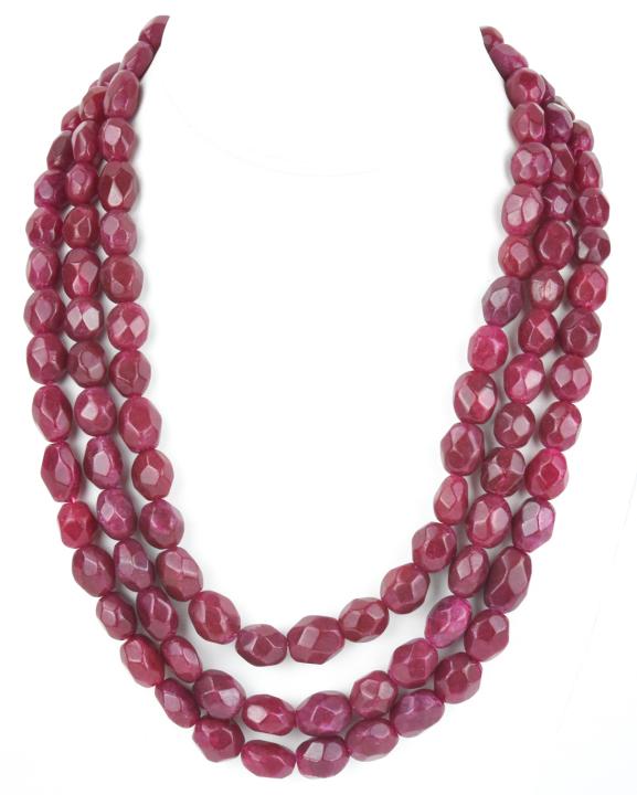 1000 Carat Triple Strand Faceted Ruby Necklace (1 of 8)