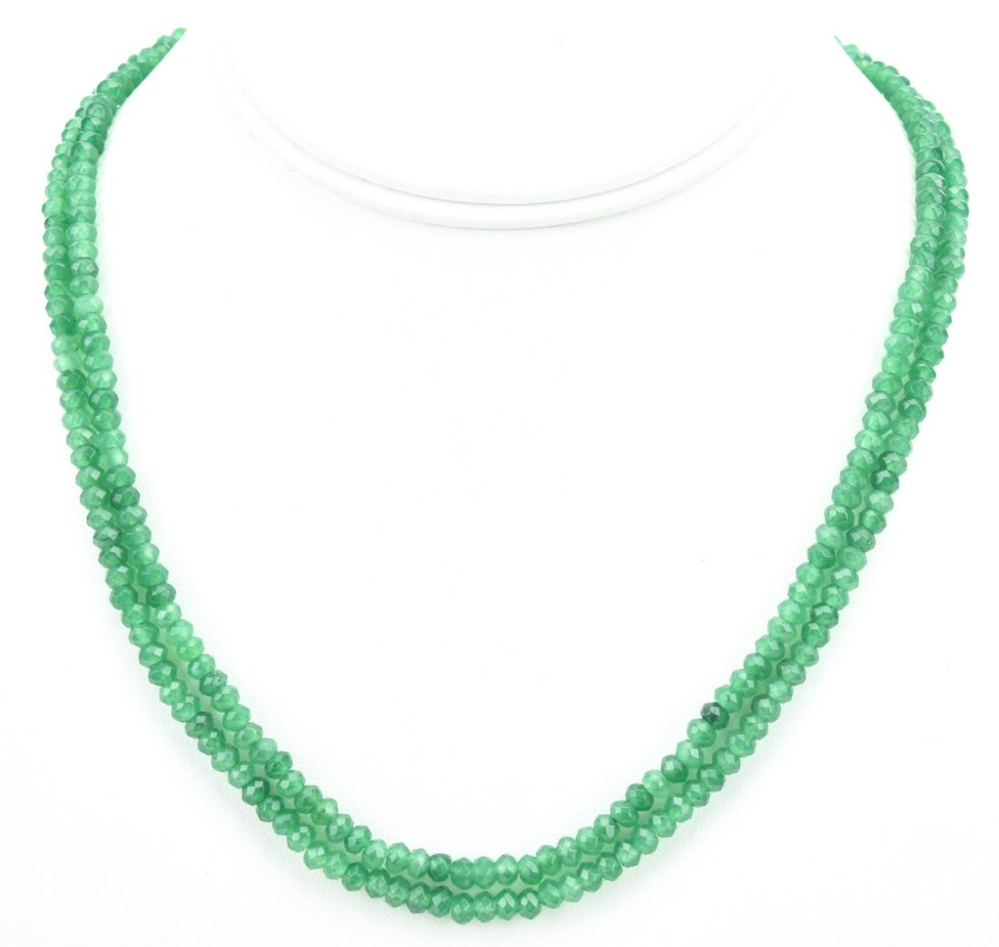 Pair of Faceted Emerald Necklaces w 100 Carats (1 of 6)