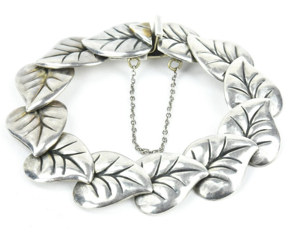 Vintage Los Castillos Sterling Taxco Leaf Bracelet (1 of 8)