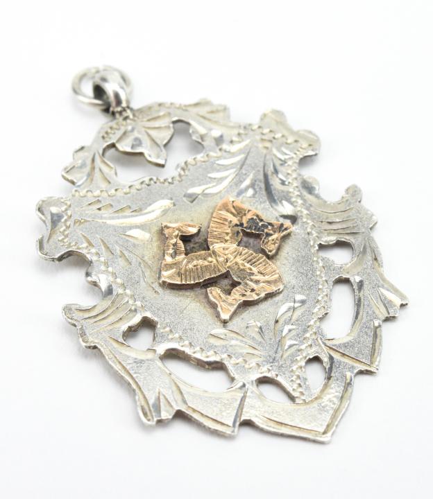 Antique English Sterling Shield Necklace Pendant (1 of 6)