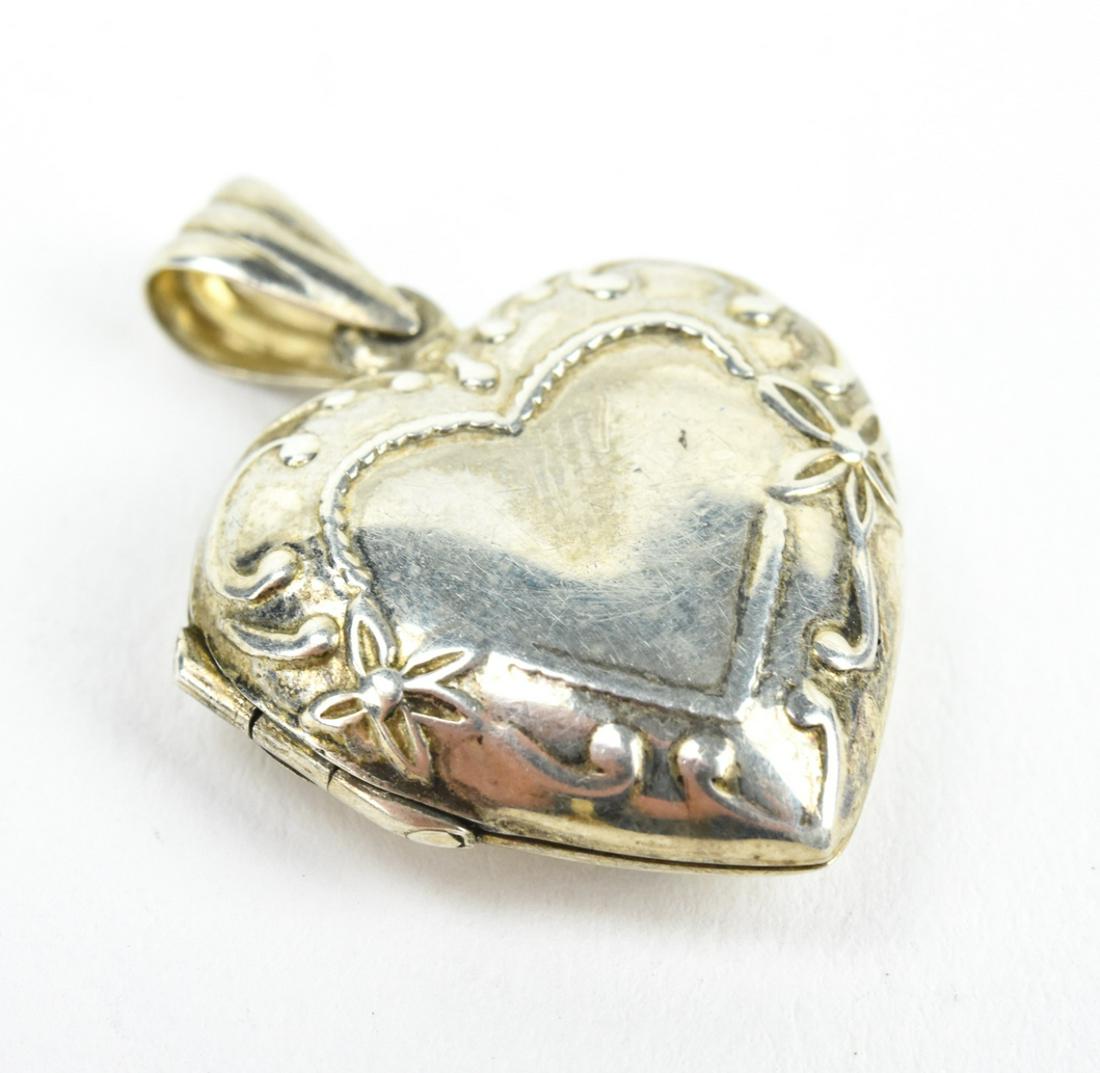Estate Heart Form Sterling Silver Locket Pendant (1 of 6)