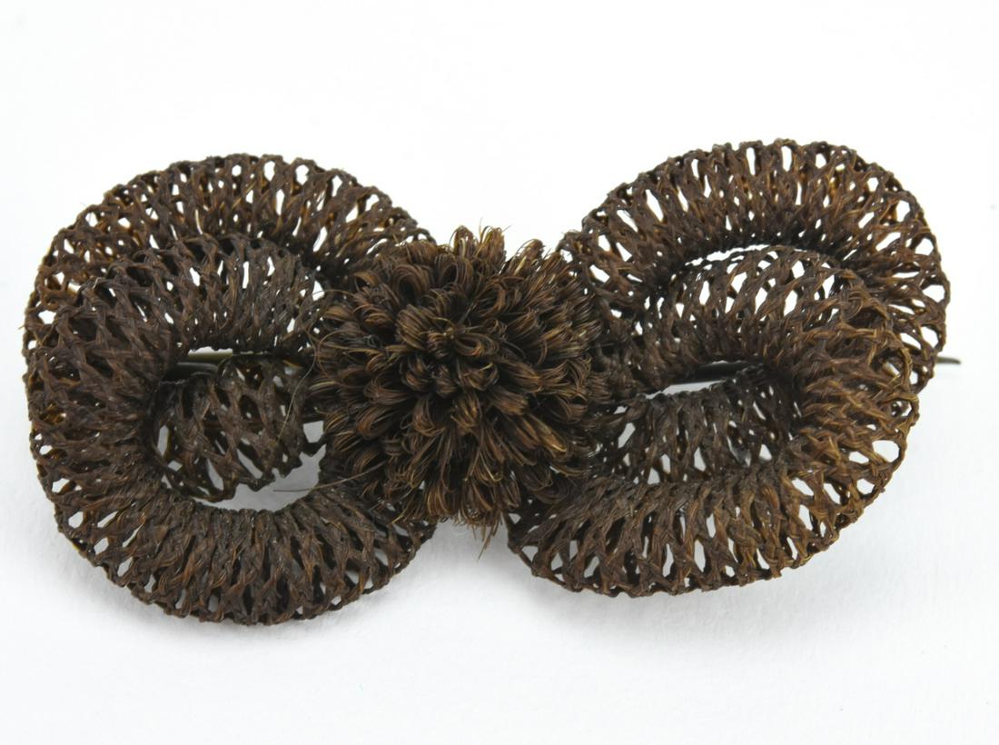 Antique 19th C Woven Hair Mourning Jewelry Brooch (1 of 6)