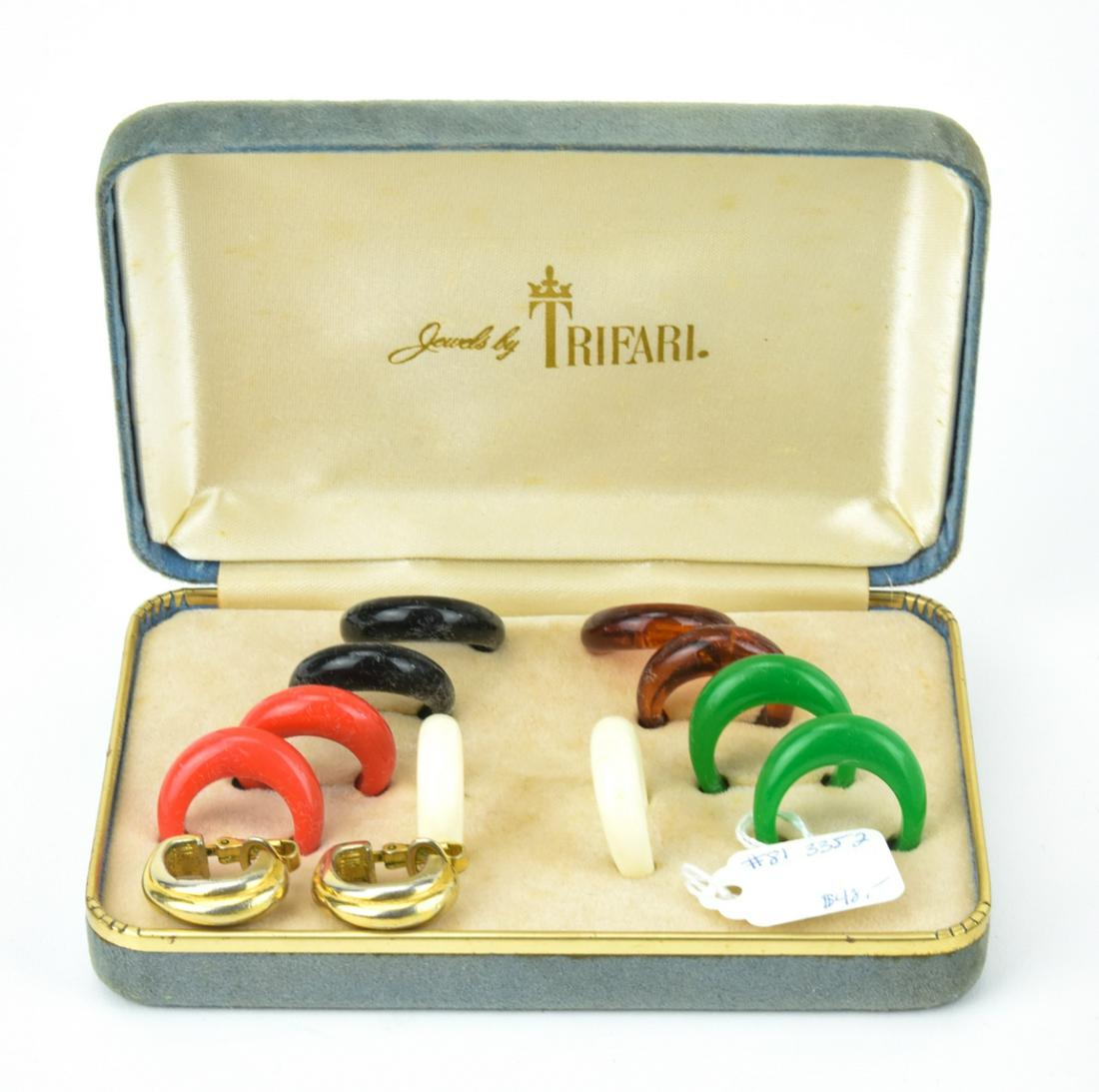 Vintage Trifari Modular Earring Box Set: Vintage Trifari Modular Earring Box Set.