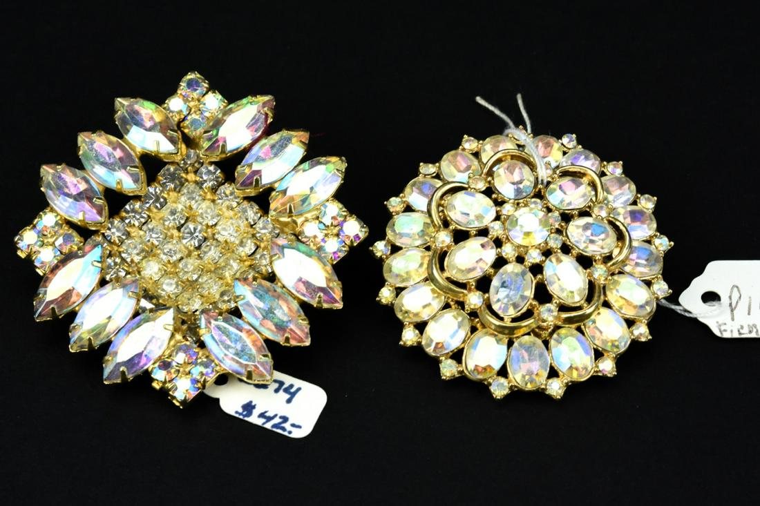 2 Large Costume Jewelry Rhinestone Brooches (1 of 6)
