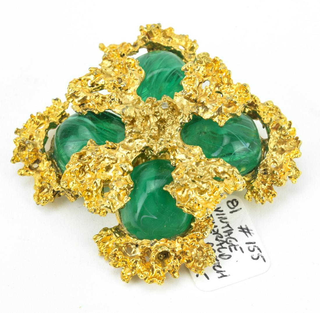 Large Vintage Emerald Paste Maltese Cross Brooch (1 of 5)