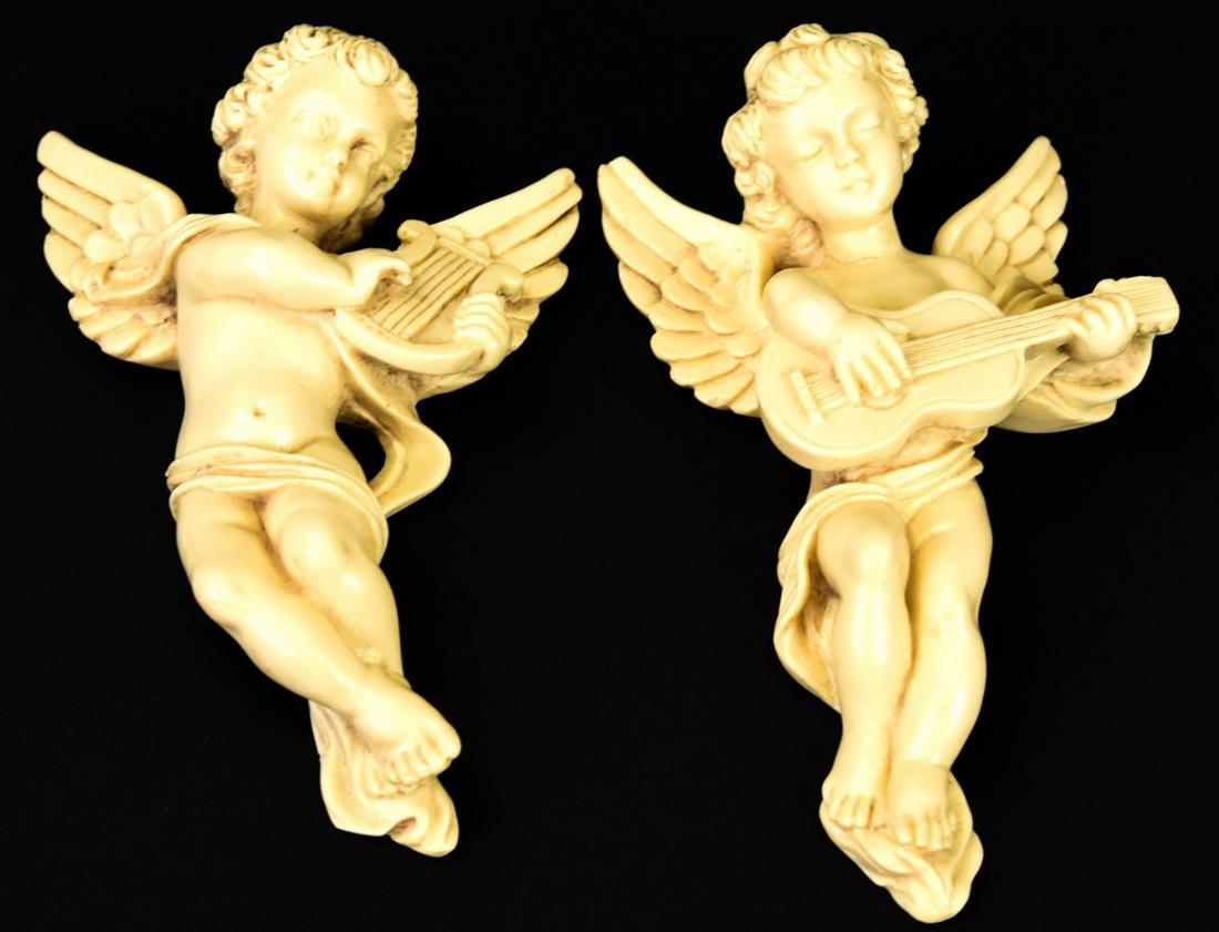 Pair G. Ruggeri Hand Carved Resin Musical Putti (1 of 9)