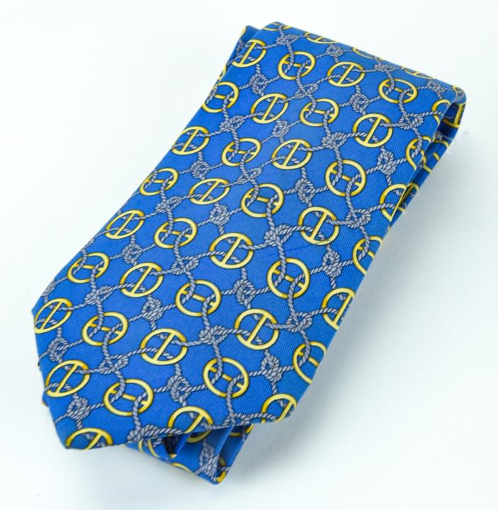 Vintage French Hermes Blue Nautical Motif Silk Tie (1 of 6)