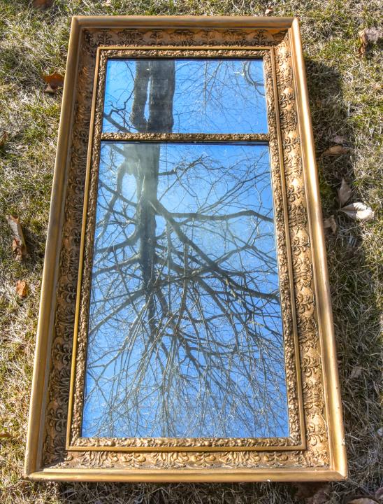 Antique Trumeau Form Two Panel Gilt Wall Mirror (1 of 6)