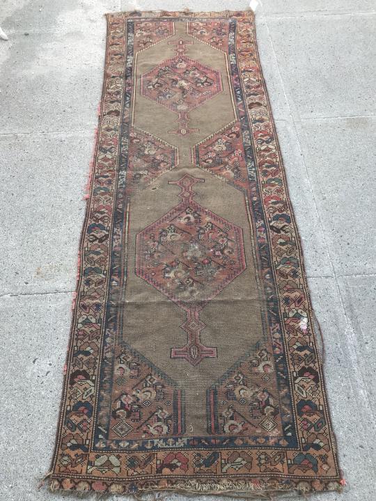 Antique Persian Hand Knotted Wool Carpet Runner (1 of 6)