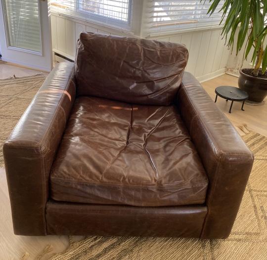 Restoration Hardware Contemporary Leather Loveseat (1 of 7)