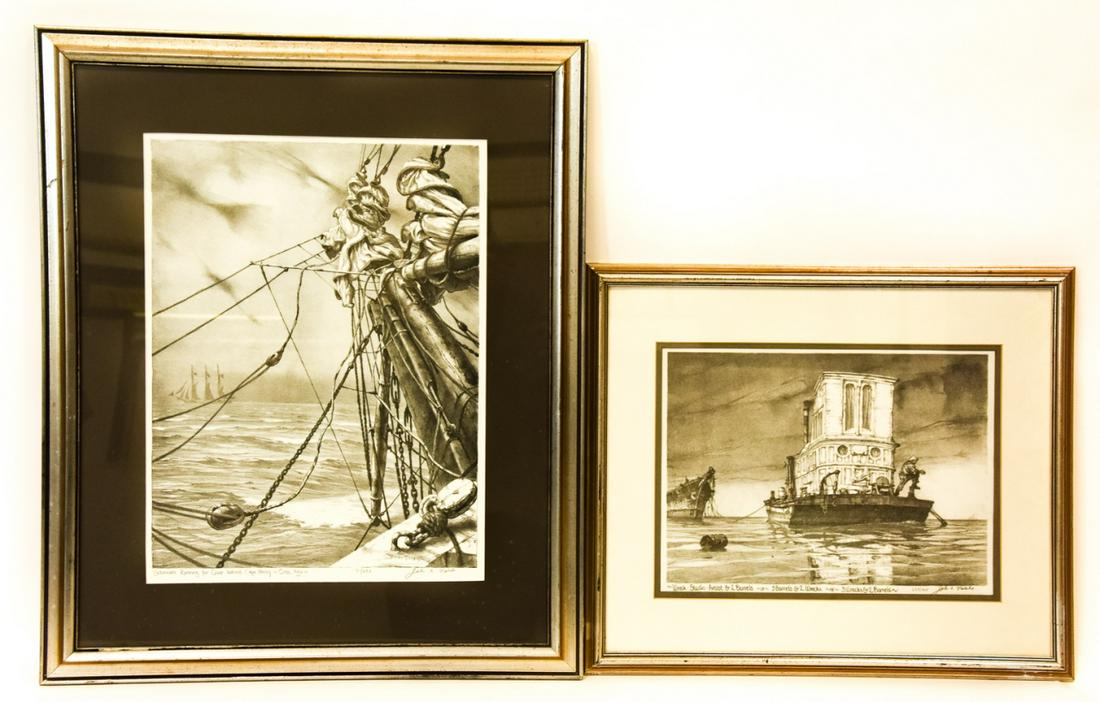 Pair Framed Vintage John Noble Ship Lithographs (1 of 10)