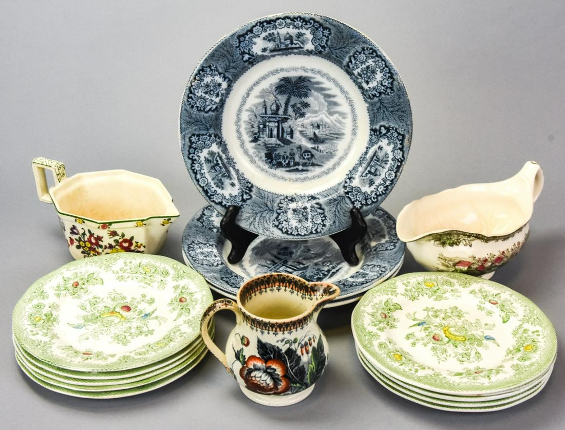 Lot Antique Yellow Ware Pottery, Wedgewood Plates (1 of 6)