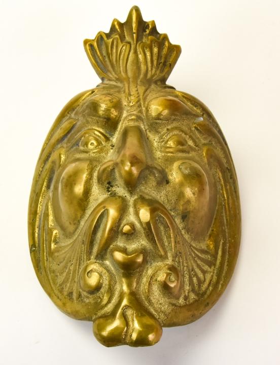 Neoclassical Style Brass Figural Zeus Door Knocker (1 of 7)