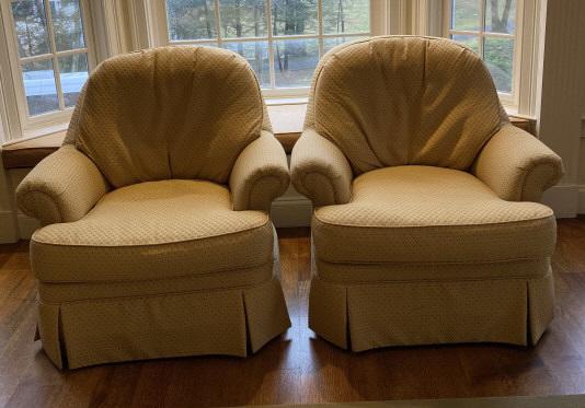 Pair Ethan Allen Art Deco Upholstered Armchairs (1 of 11)