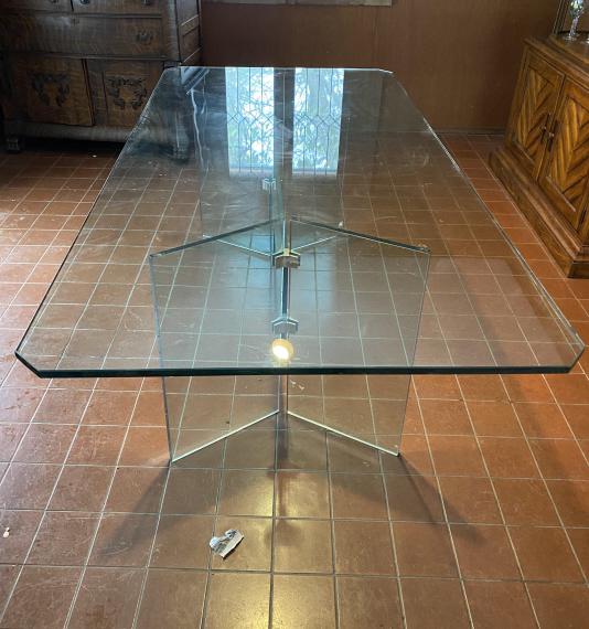 Pace Style Modern All Glass & Brass Dining Table (1 of 8)