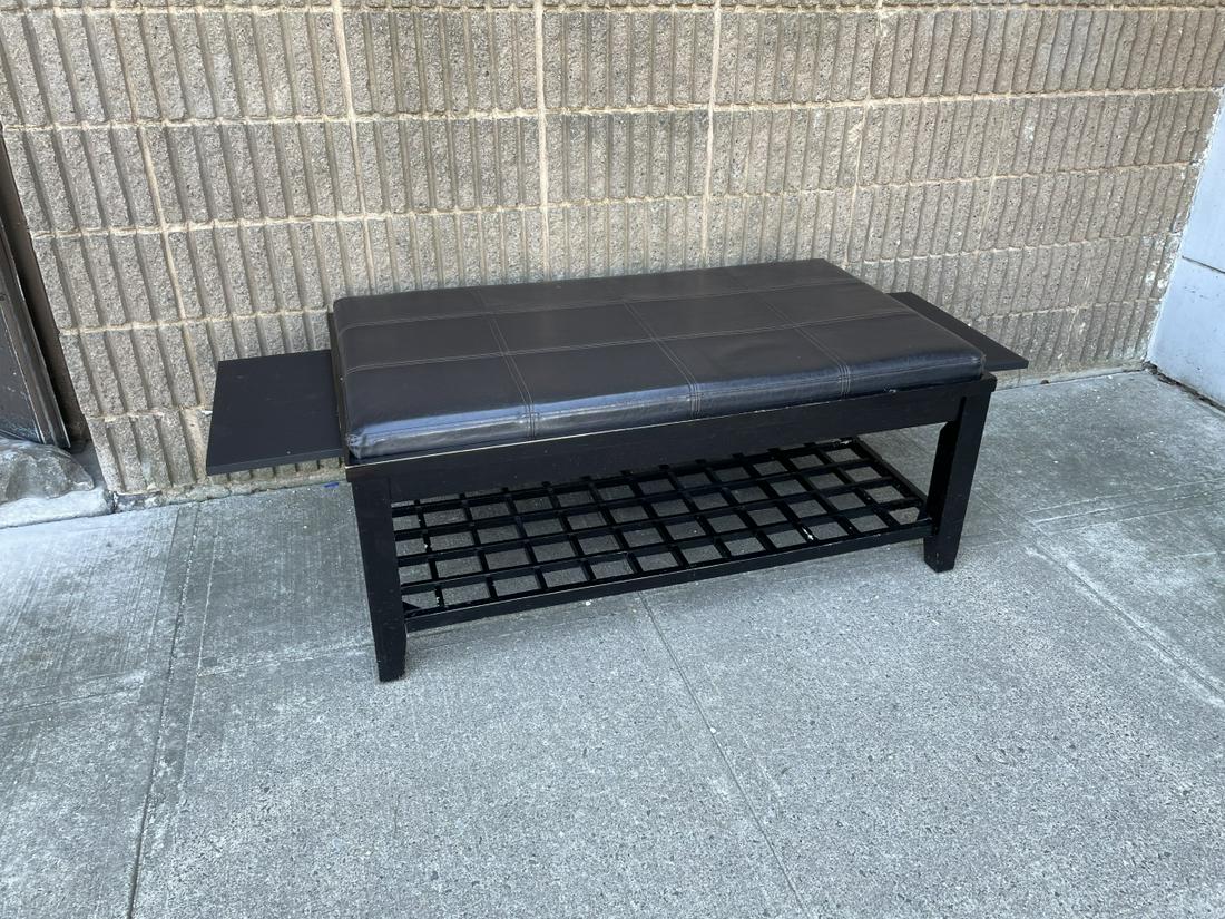 Contemporary Quilted Leather Coffee Table Ottoman (1 of 5)