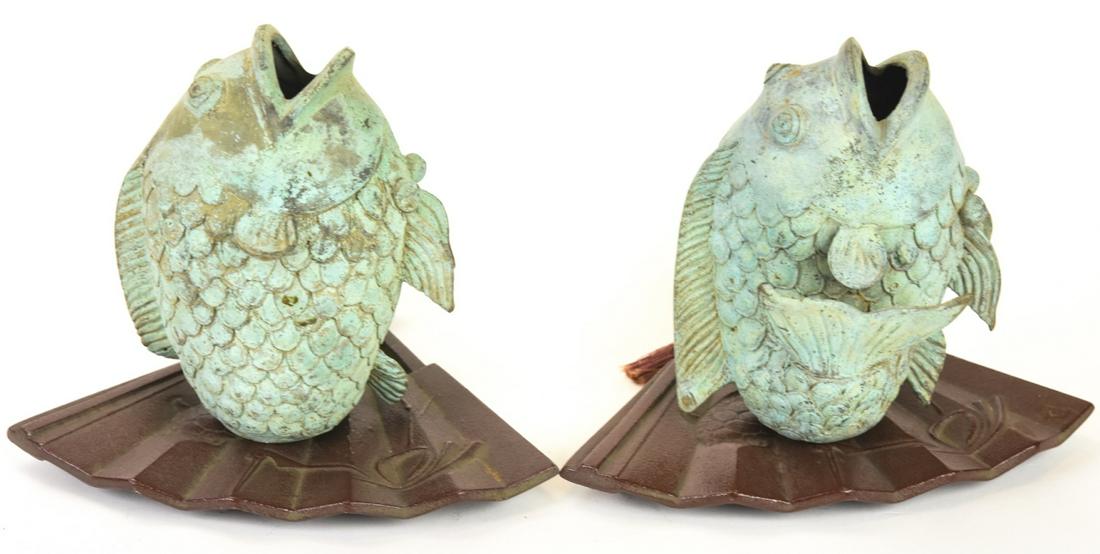 Asian Garden Ornaments Cast Iron Koi & Fans (1 of 8)