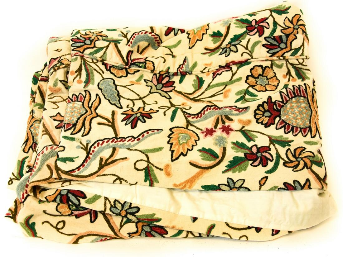 Floral Crewel Embroidered Quilt (1 of 8)