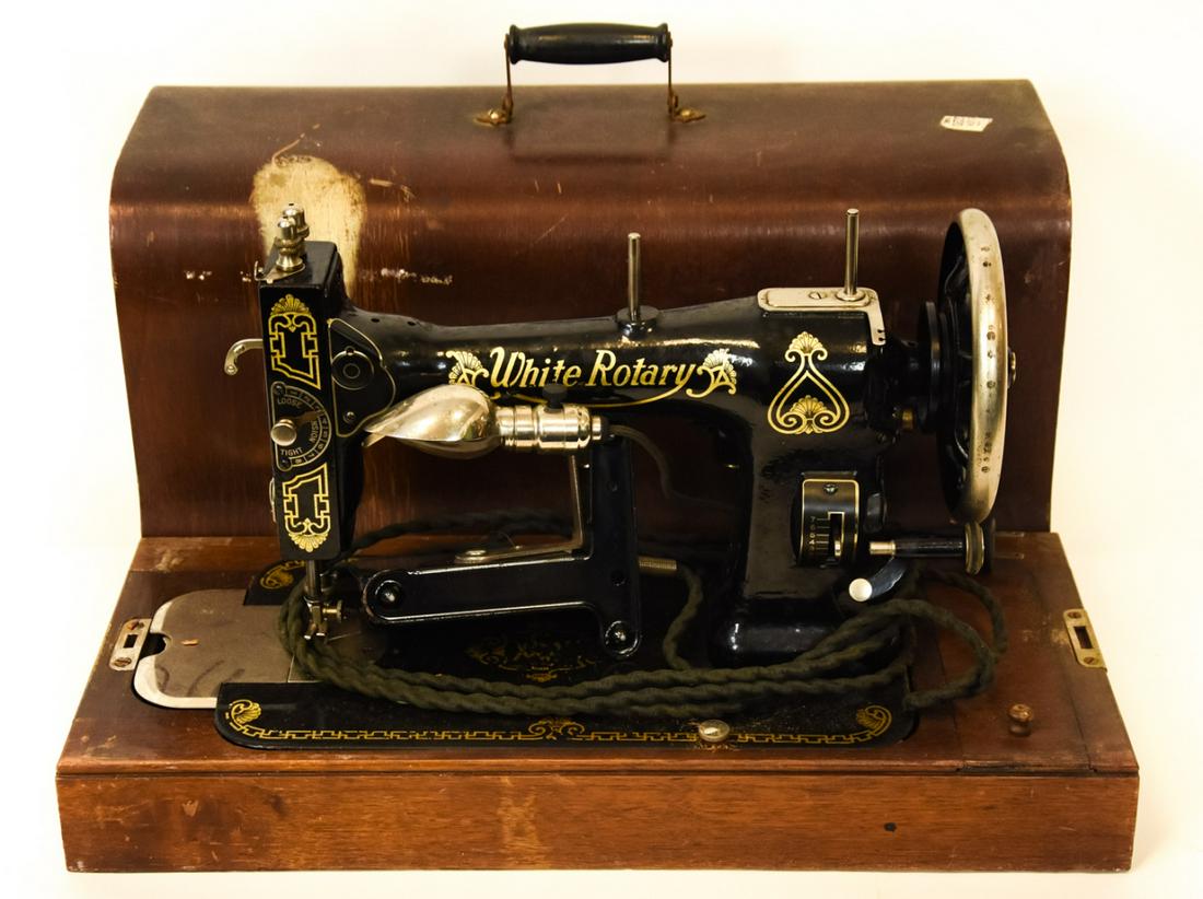 Antique White Rotary Sewing Machine in Case (1 of 11)