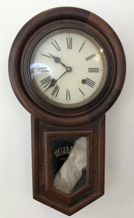 Antique Regulator Hanging Case Clock w Key (1 of 4)