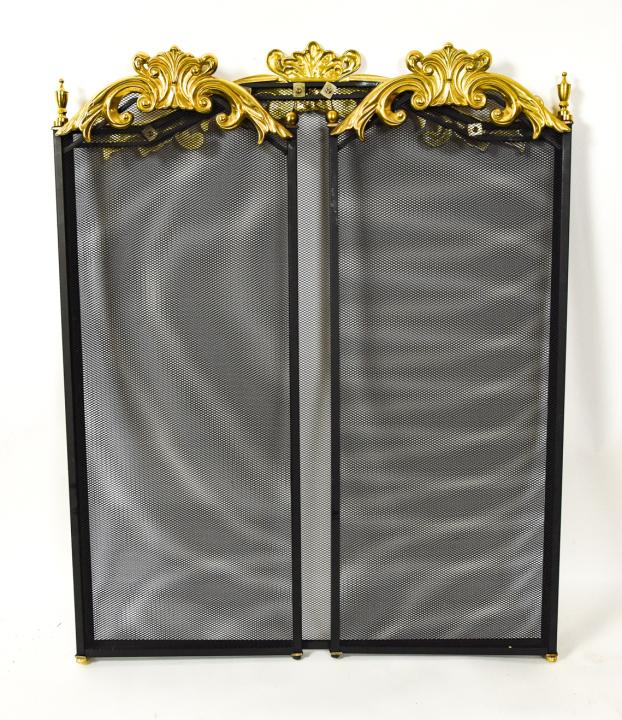 Neoclassical Style Brass Mounted Fireplace Screen (1 of 6)