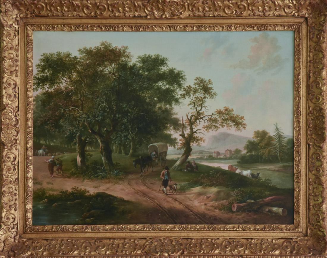 Fredericus Theodorus Renard Antique Oil Painting: Fredericus Theodorus Renard Antique Oil Painting. Signed and framed. Fredericus Theodorus (F.T.) Renard (1778 - 1820) was active/lived in Netherlands, Holland. Measures 21 x 26.5 inches. Estate invent
