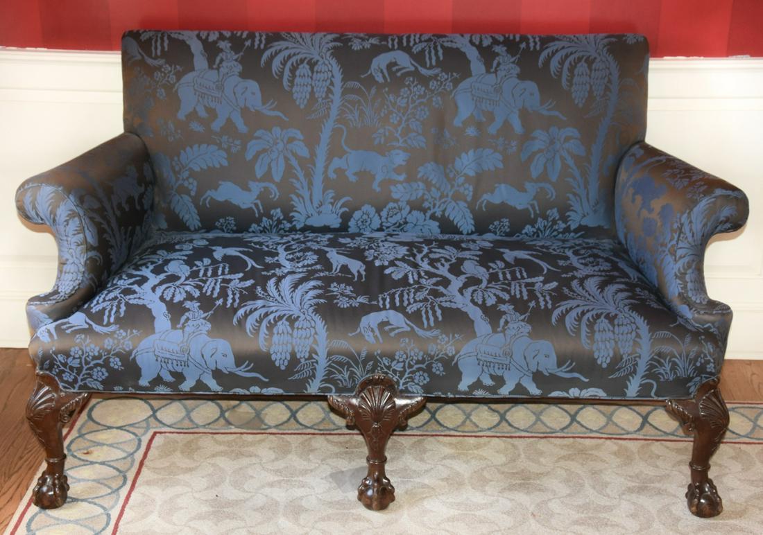 Antique 19th C English Sofa w Fortuny Fabric (1 of 7)