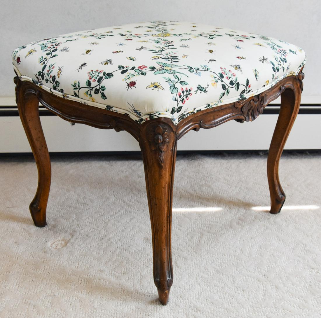 Antique French Provincal Carved Ottoman (1 of 5)