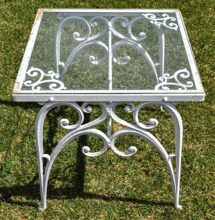 Mid Century Glass Top Outdoor End Table (1 of 5)