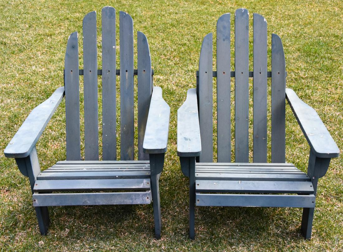 Pair Painted Wood Adirondack Armchairs (1 of 5)