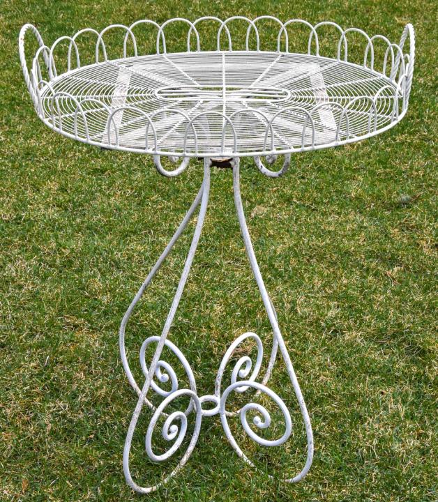 Antique Table Base with Wire Work Tray Top (1 of 7)