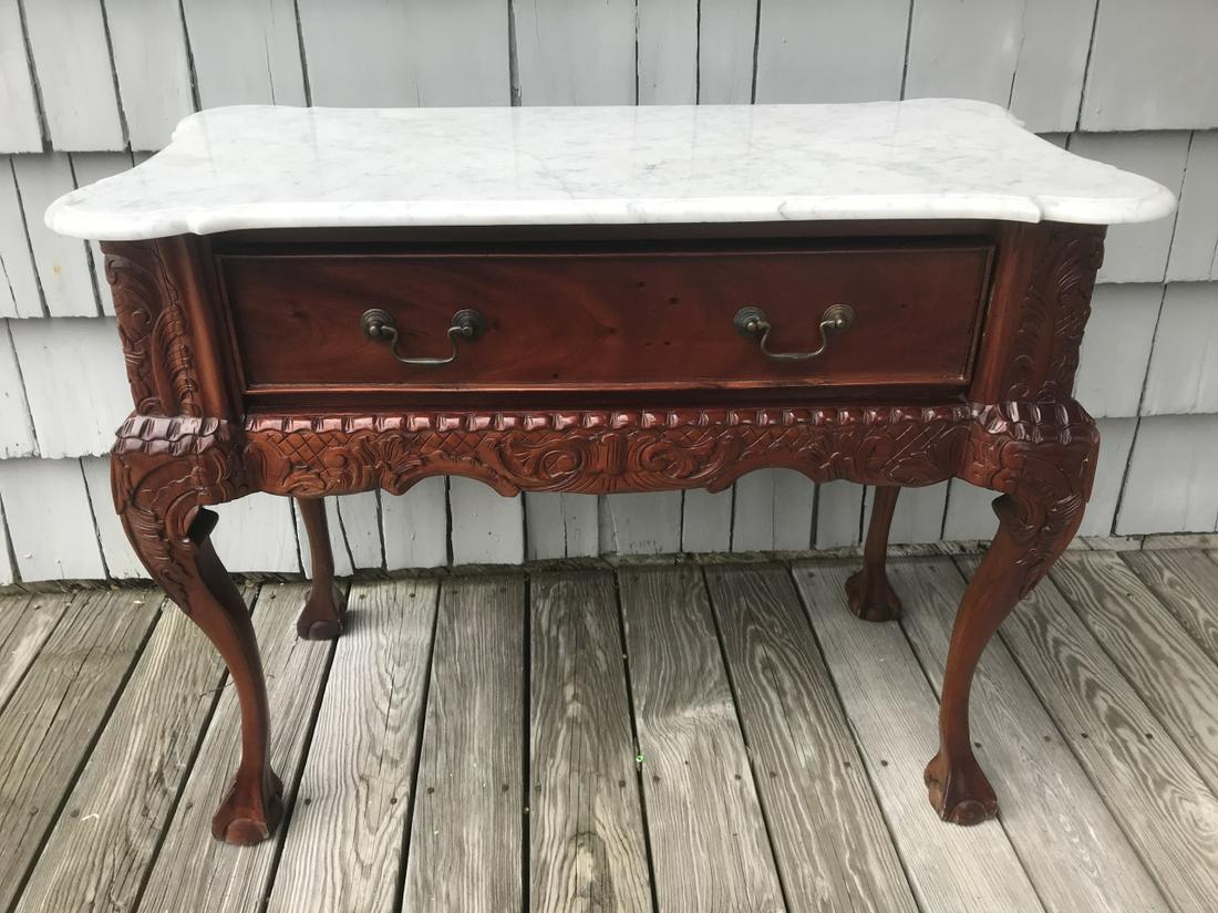 Antique Chippendale Carved Marble Top Console (1 of 7)
