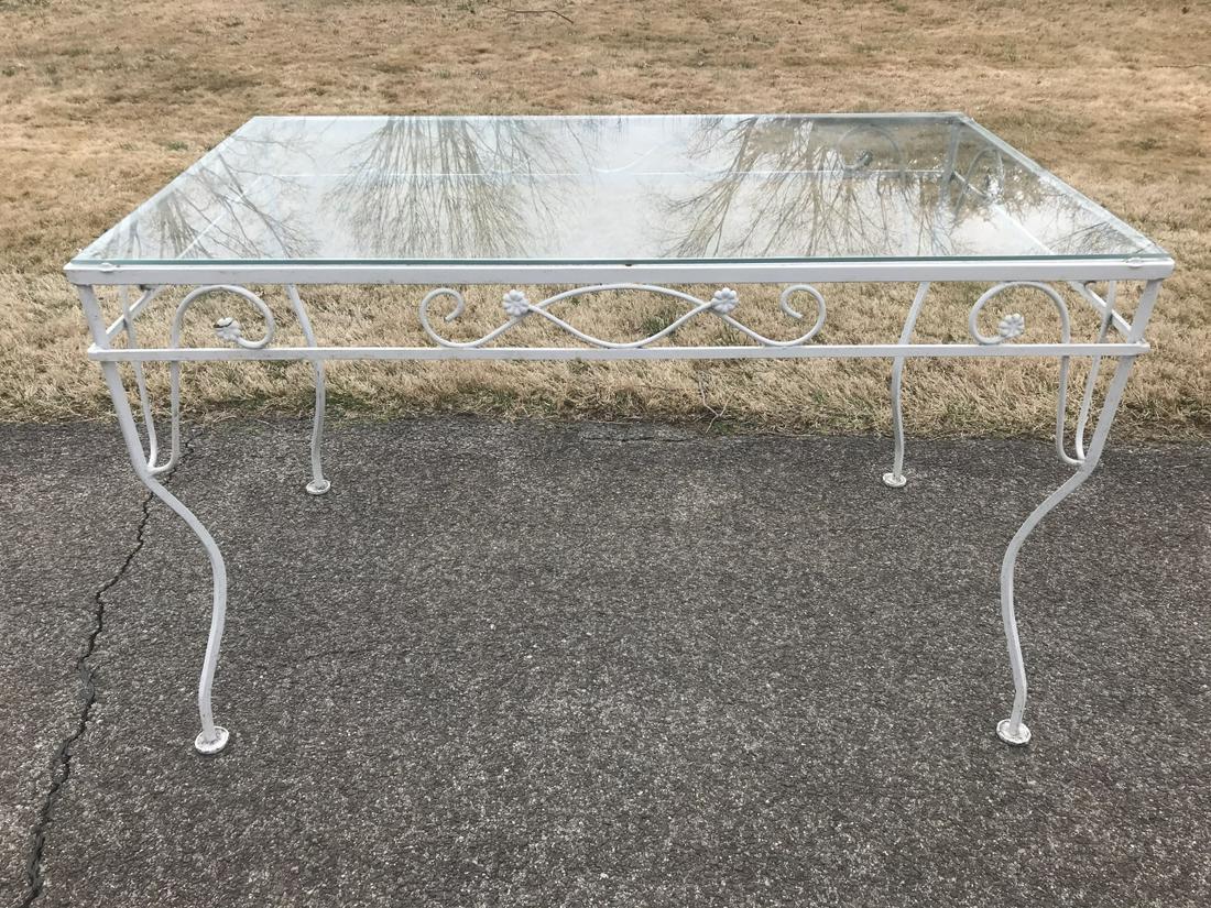 Salterini Style Wrought Iron & Glass Outdoor Table (1 of 4)