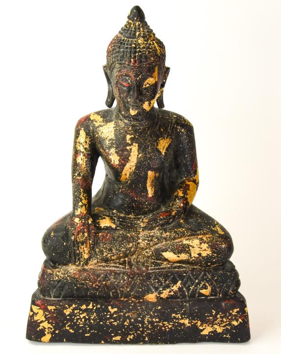 Large Hand Carved Wooden Gilt Decorated Buddha (1 of 8)