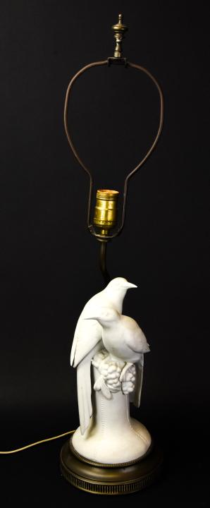 Blanc de Chine Bird Table Lamp w Brass Base (1 of 8)
